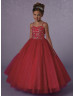 Beaded Sweetheart Neck Glittering Tulle Flower Girl Dress With Cape